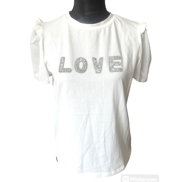 ONTWELFTH Rhinestone LOVE T-Shirt - Picture 3 of 10